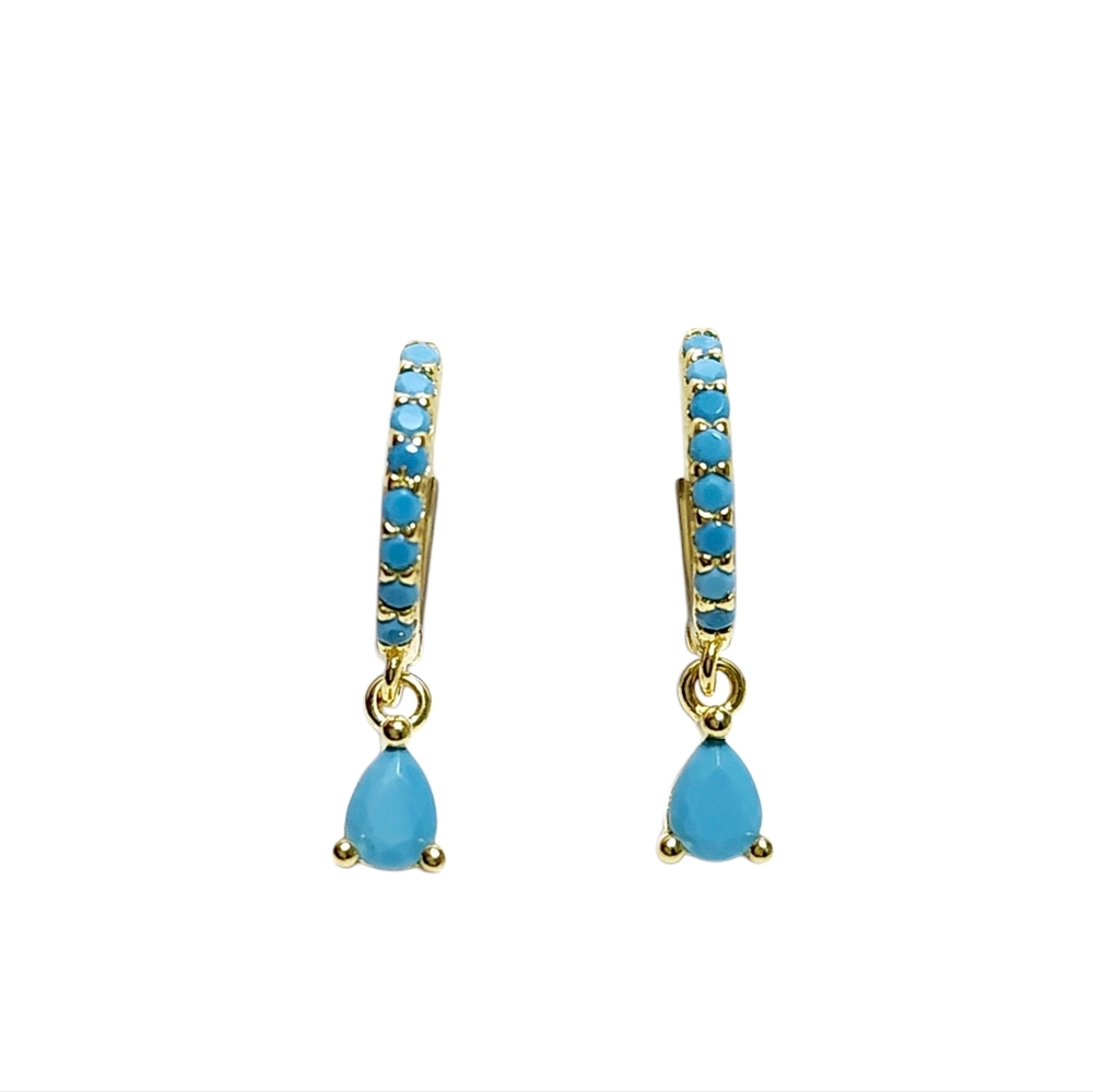 Turquoise Silver Hoop Earrings